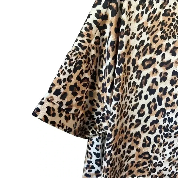 Ellison Maxi Dress Size L Animal Cheetah Print Slinky Mob Wife Comfy Button Down - Picture 2 of 9